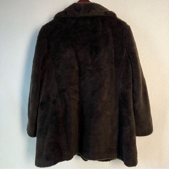 Vintage Faux Fur Montgomery Ward fuzzy lined button up coat black thick jacket - Picture 13 of 16
